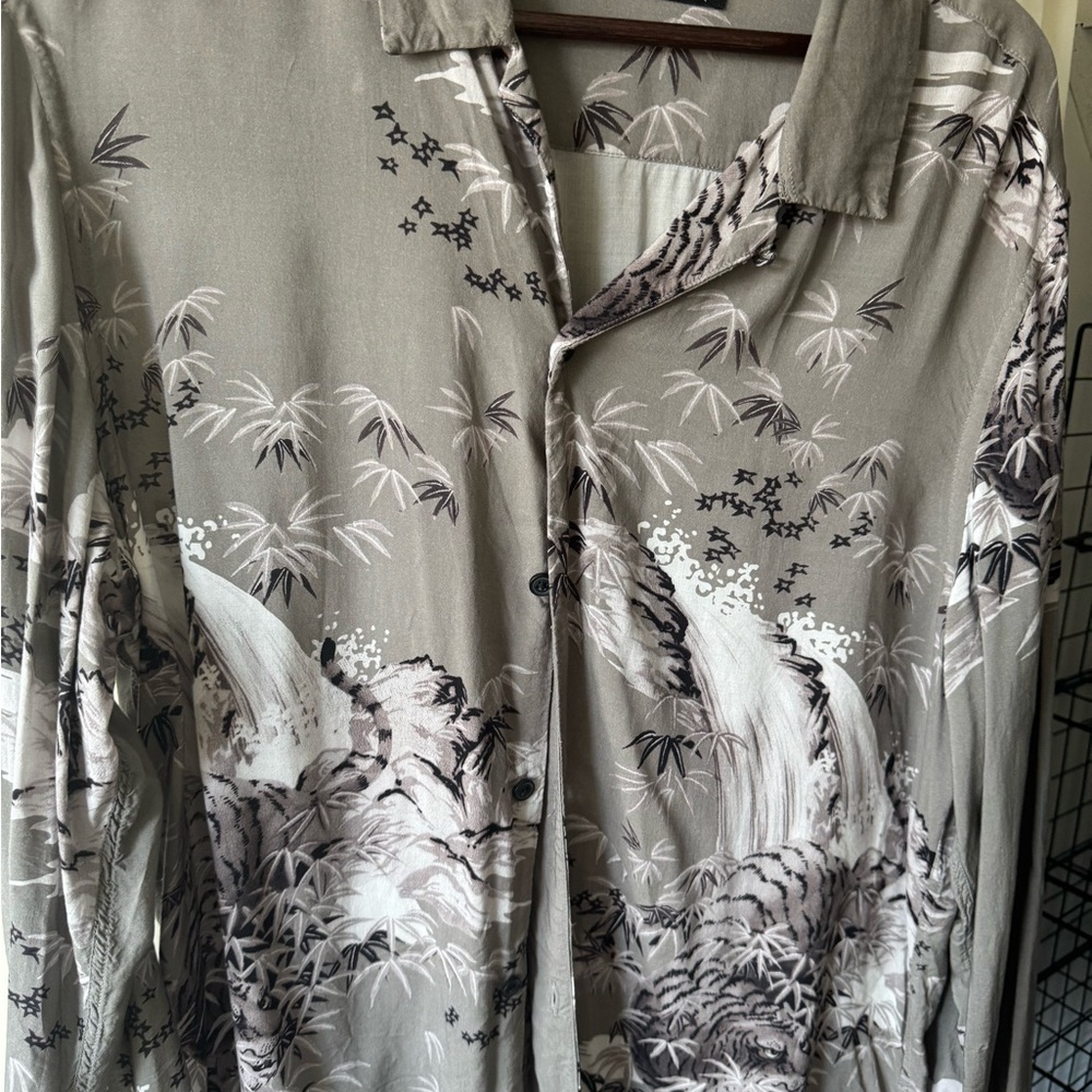 All Saints Bamboo Pattern Shirt in Gray